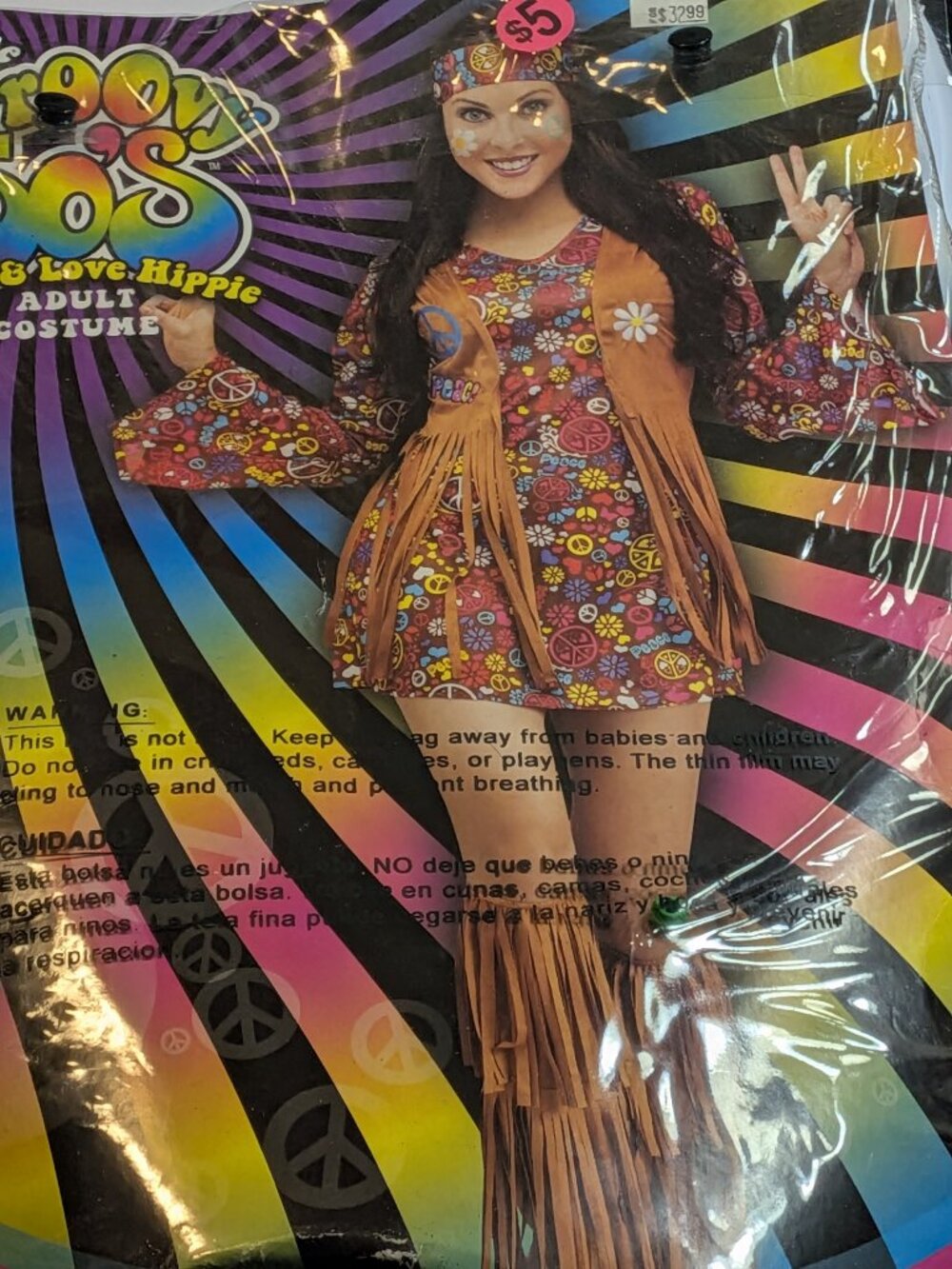 Groovy 60's Peace & Love Hippie Adult Halloween Costume Women's Retro Flower